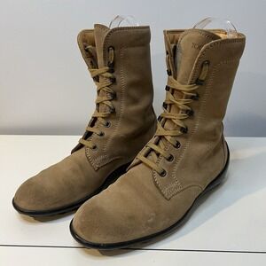 TODs Combat Boots Mid Calf Beige Suede Womens Shoe Size‎ US 7 EU 37
